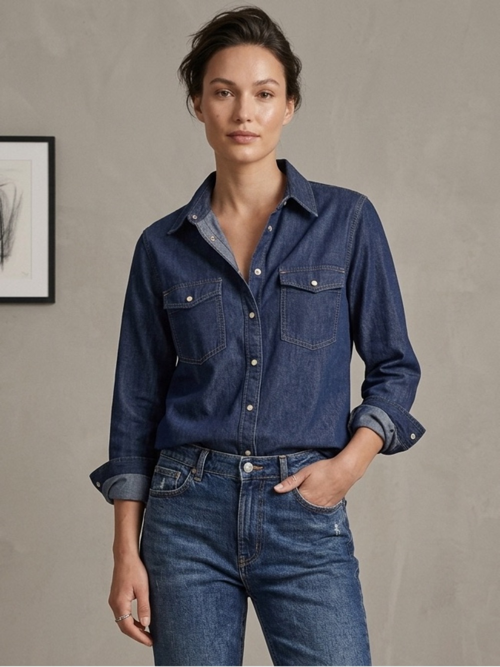 🄷&🄼 Denim Shirt with snaps Size 8